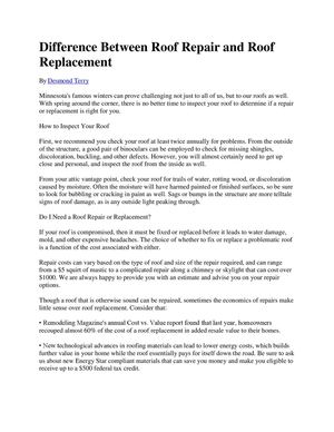 Difference Between Roof Repair and Roof Replacement