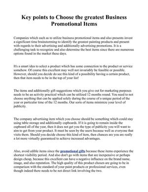 Key points to Choose the greatest Business Promotional Items