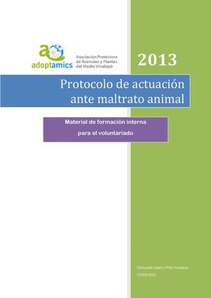 Protocolos de actuación en caso de maltrato animal