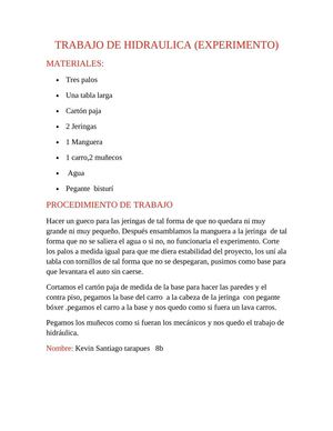 EXPERIMENTO DE HIDRÁULICA 