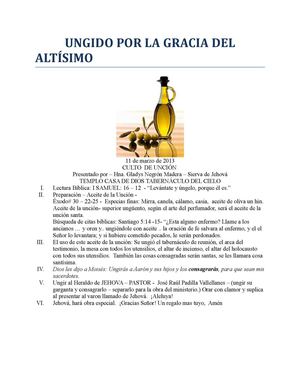 UNGIDO POR LA GRACIA DEL ALTÍSIMO