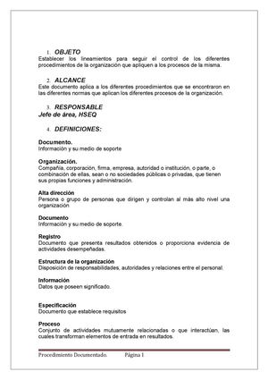 Procedimiento control de documentos