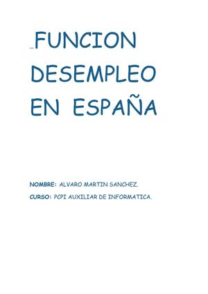 FUNCION DESEMPLEO EN ESPAÑA