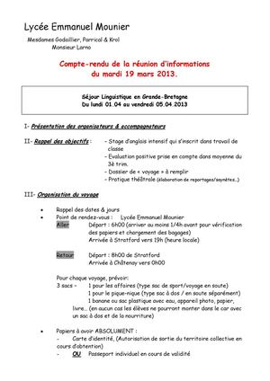 Compte-rendu de la réunion d'infos du 19.03.2013