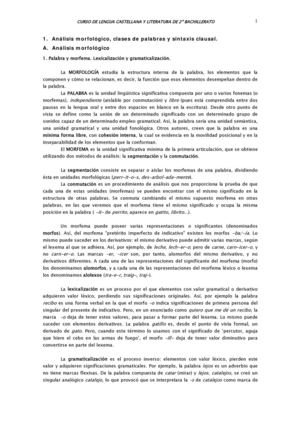 análisis morfológico 2bachillerato