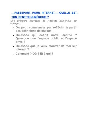 passeport pour internet