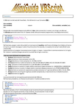 VBS di base