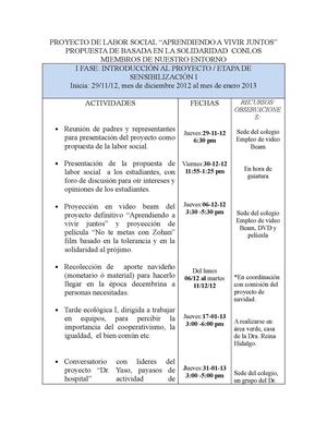 PROPUESTA DE LABOR SOCIAL