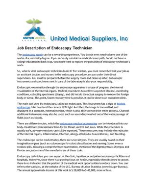 Job Description of Endoscopy Technician