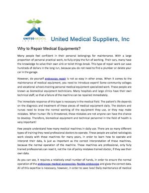 Why to Repair Medical Equipments?
