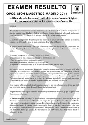 Examen Oposiciones Maestros Madrid 2011