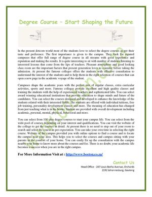 Degree Course – Start Shaping the Future