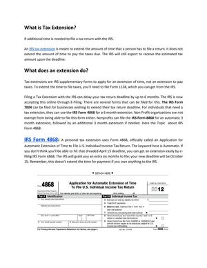 IRS TAX EXTENSION- Form 4868