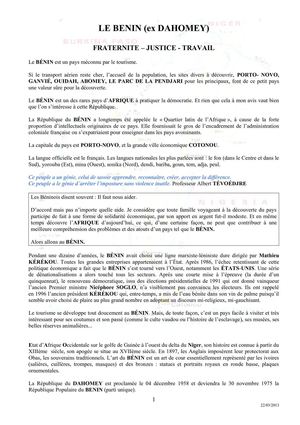 Présentation du Bénin