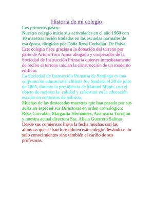 Historia de mi colegio 