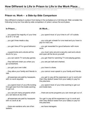 How Different is Life in Prison to Life in the Work Place
