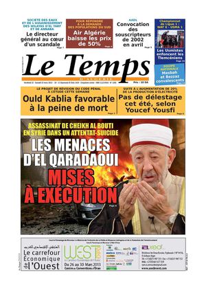 Le Temps d'Algérie Edition du Samedi 23 Mars 2013