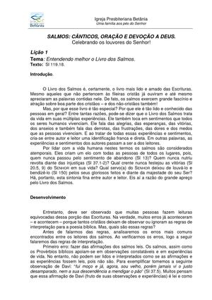 Estudos em Salmos - Lição 01