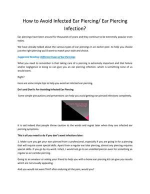 How to Avoid Infected Ear Piercing/ Ear Piercing Infection?