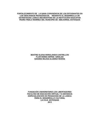 FORTALECIMIENTO DE   LA SANA CONVIVENCIA DE LOS ESTUDIANTES EN LOS DESCANSOS PEDAGÓGICOS,    MEDIANTE EL DESARROLLO DE ESTRATEGIAS LÚDICO–RECREATIVAS EN LA INSTITUCIÓN EDUCATIVA PEDRO PABLO RAMÌREZ DEL MUNICIPIO DE  ABEJORRAL ANTIOQUIA