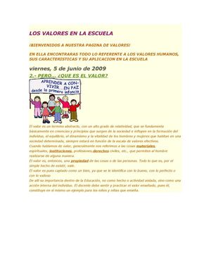 LOS VALORES EN LA ESCUELA
