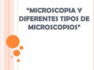 MICROSCOPIA Y DIFERENTES TIPOS DE MICROSCOPIOS