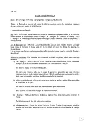 Etude sur le "Bofomela"