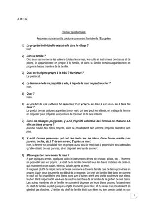 Coutumes du District de l'Equateur avant l'arrivée des blancs.