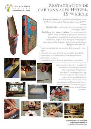 Fiche technique restauration cartonnages Hetzel