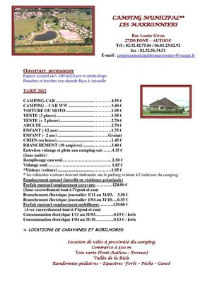 Tarifs 2012-2013 Camping Les Marronniers Pont-Authou