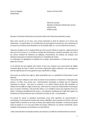 Courrier JLL à FRD 24 mars