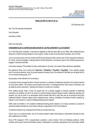 open letter to VC-JU