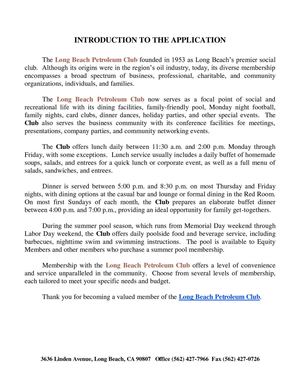 Membership Application of Long Beach Petroleum Club
