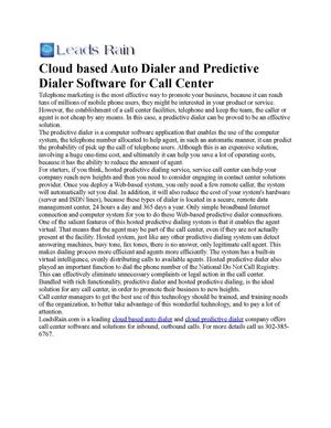 Cloud based Auto Dialer and Predictive Dialer Software for Call Center