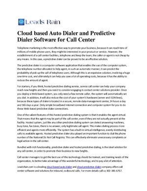 Calaméo - How cloud based auto dialer software can help to increase the ...