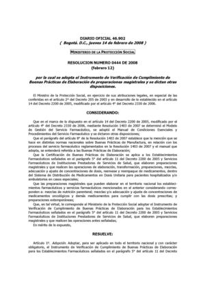 Resolución 0444 de 2008