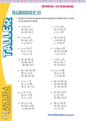 TALLER DE EJERCICIOS Nº 03