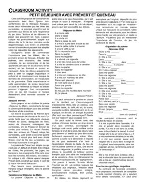 le petit déjeuner à la PREVERT ET QUENEAU