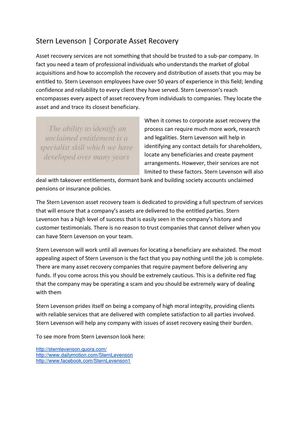 Stern Levenson | Corporate Asset Recovery