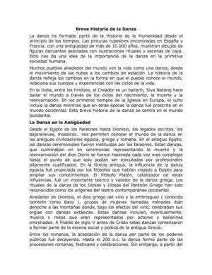 Breve Hístoria de la Danza