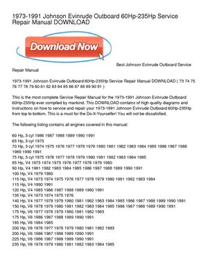 1973-1991 Johnson Evinrude Outboard 60Hp-235Hp Service Repair Manual DOWNLOAD