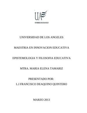EPISTEMOLOGIA Y FILOSOFIA DE LA EDUCACION
