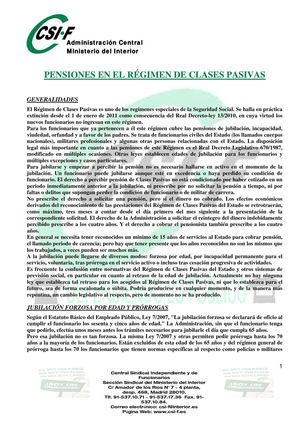 PENSIONES EN EL RÉGIMEN DE CLASES 