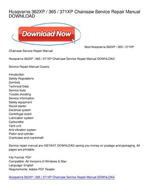 Husqvarna 362XP _ 365 _ 371XP Chainsaw Service Repair Manual DOWNLOAD