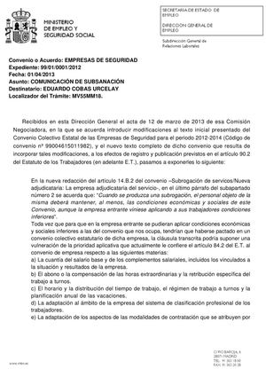 Resolución Ministerio Empleo o la detención de la publicación del convenio....otra vez
