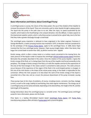 Basic Information and history about Centrifugal Pump