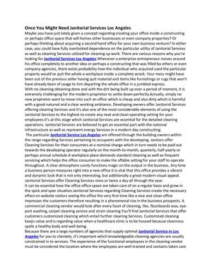 Whenever You May Need Janitorial Services Los Angeles