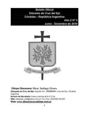 Boletín Oficial Nº 3 Diócesis de Cruz del Eje