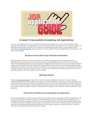 Guide To Successfully Completing Job Applications
