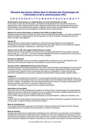 lexique des termes de l'Internet